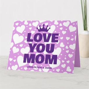 Persoonlijke 'Love you Mom' Foto Paars Kaart
