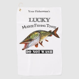 Persoonlijke Lucky Muskie Vissen Towel Golfhanddoek