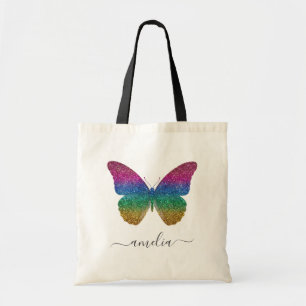Persoonlijke Luxe Bruisende Glitter Vlinder Tote Bag