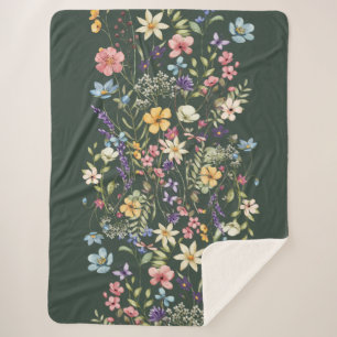 Persoonlijke Luxe Elegante Saliegroene Bloem Sherpa Deken