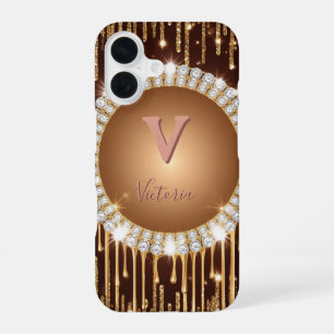 Persoonlijke luxe monogramletter iPhone 16 hoesje