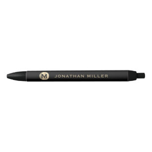 Persoonlijke luxe ronde monogram zwarte inktpen inkt pen