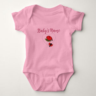 Persoonlijke/maatwerk naam lieveheersbeestje roze romper