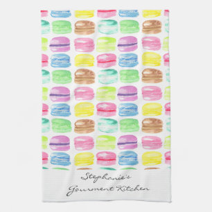 Persoonlijke Macaroon-waterverf Cute Theedoek