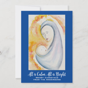 Persoonlijke Madonna en Kind Aquarel Feestdagenkaart