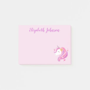 Persoonlijke Magische Roze Glitter Eenhoorn Gezich Post-it® Notes