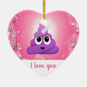Persoonlijke Magische Unicorn Poop Emoji Keramisch Ornament