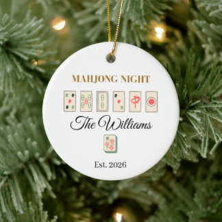 Persoonlijke Mahjong Kerst Keramisch Ornament