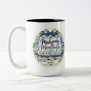 Persoonlijke Mahjong Kerst Koffiemok Cadeau Tweekleurige Koffiemok