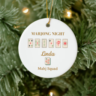 Persoonlijke Mahjong Kerstmis - Groepsnaam Keramisch Ornament