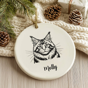 Persoonlijke Maine Coon Kerstkat Keramisch Ornament