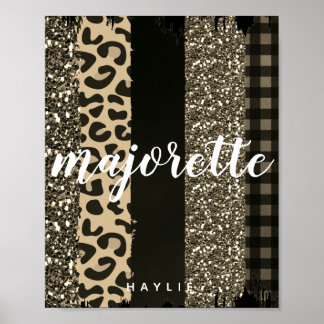 Persoonlijke Majorette Faux Cheetah en Glitter Poster