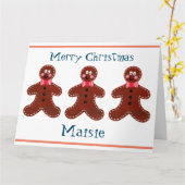 Persoonlijke Malse Kerst Gingerbread Man Kaart (Gele Bloem)
