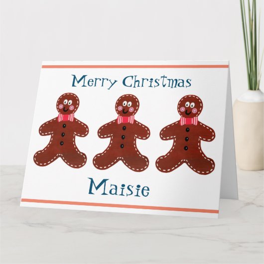 Persoonlijke Malse Kerst Gingerbread Man Kaart (Voorkant)