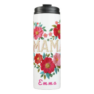 Persoonlijke Mama Hart Bloemstuk Aangepast Cadeau Thermosbeker