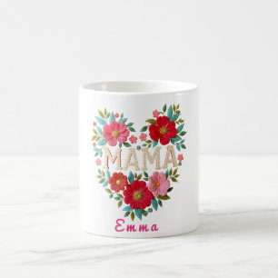 Persoonlijke Mama Hart Bloemstuk Aangepaste Cadeau Koffiemok