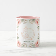 Persoonlijke Mama Kat & Kitten Bloem Coffee Mug
