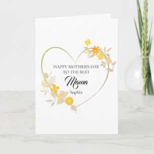 Persoonlijke Mama Naam Moederdag Bloemhart Kaart
