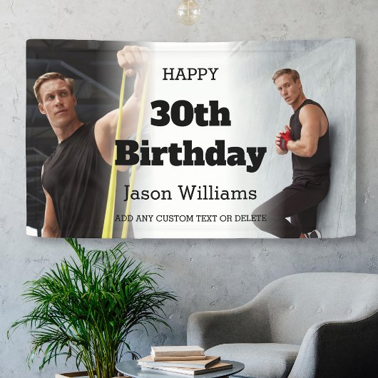 Persoonlijke Mannen Foto Collage 30th Birthday Par Spandoek