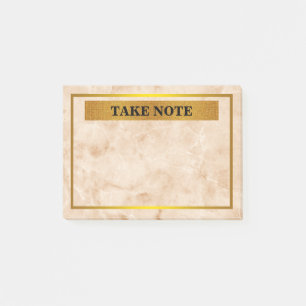 Persoonlijke marmer Neem nota met gouden grens Post-it® Notes