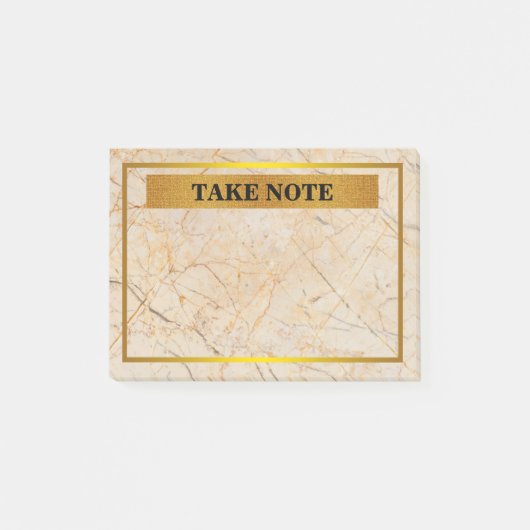 Persoonlijke marmer Neem nota met gouden grens Post-it® Notes (Voorkant)