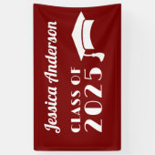 Persoonlijke Maroon en Witte Afstuderen  Spandoek (Verticaal)
