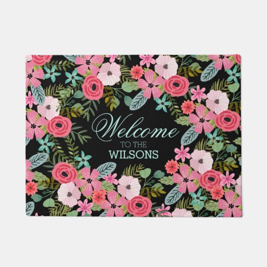 Persoonlijke mat Welcome Floral (Voorkant)