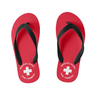 Persoonlijke medische waarschuwing Diabetici rood Kinder Teenslippers