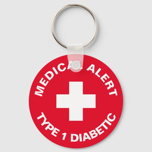 Persoonlijke medische waarschuwing Diabetisch rood Sleutelhanger (Voorkant)