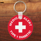 Persoonlijke medische waarschuwing Diabetisch rood Sleutelhanger (Voorkant)