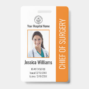 Persoonlijke medische werknemersfoto ID oranje Badge