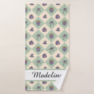Persoonlijke Meisjes Academie Geruite Mintgroen  Badhanddoek