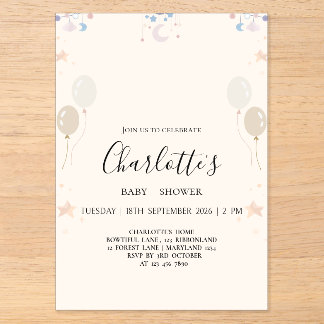 Persoonlijke meisjes baby shower acryl uitnodiging uitnodigingen