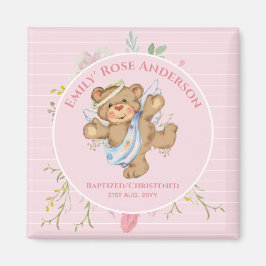 Persoonlijke Meisjes DOOP - Roze Engel Teddybeer Magneet