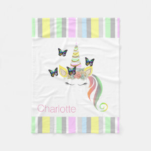 Persoonlijke meisjes Unicorn met pastbanden Fleece Deken