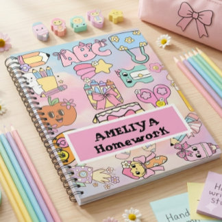 Persoonlijke Meisjesachtige Pastel ABC Iconen Teru Notitieboek