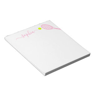 Persoonlijke meisjesnaam Modern Pink Tennis Notitieblok