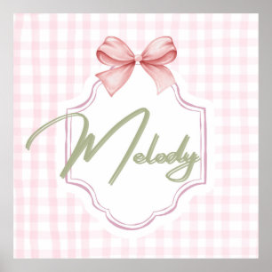 Persoonlijke melodie babymeisje kinderkamer boog e poster