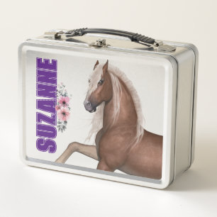 Persoonlijke metalen lunchbox voor paardenliefhebb