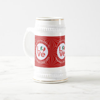 Persoonlijke Mexicaanse Rode LOVE Vlag Bierpul