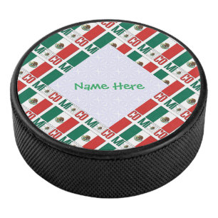 Persoonlijke Mexicaanse Vlag Tegelpatroon Hockey Puck
