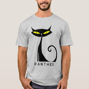 Persoonlijke Mid Century Modern Atoom Zwarte Kat T-shirt