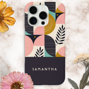 Persoonlijke mid-century modern geometrische boho iPhone 16 pro hoesje