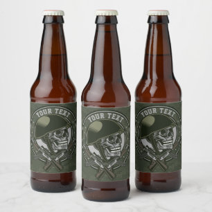 Persoonlijke Militaire Camo Soldaat Schedel en Pis Bier Etiket