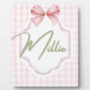 Persoonlijke Millie Baby Meisje Nursery Boog&Gingh Fotoplaat