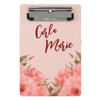 Persoonlijke mini klembord | Roze bloemendesign