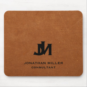 Persoonlijke Minimal Sable Leer Monogram Muismat