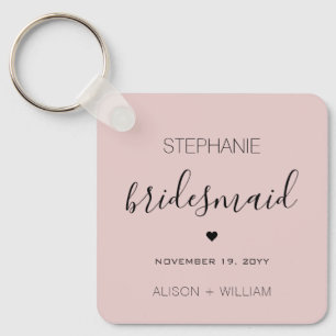 Persoonlijke Minimalistische Bruidsmeisje Aangepas Sleutelhanger