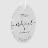 Persoonlijke Minimalistische Bruidsmeisje Donkergr Ornament (voorkant)