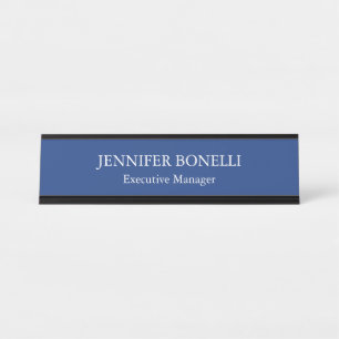 Persoonlijke minimalistische donkerblauwe voeg je  bureau naambordje